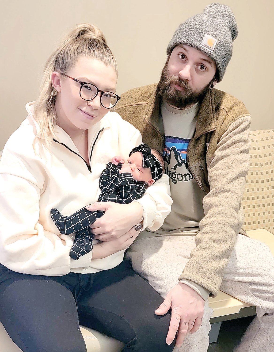 Robyn Van Hise and Noah Donovan of Flemington, N.J., left, are the proud parents of a baby girl, Briar Snow Donovan, who was born at 2:48 a.m. on Jan. 1 at Hunterdon Medical Center.