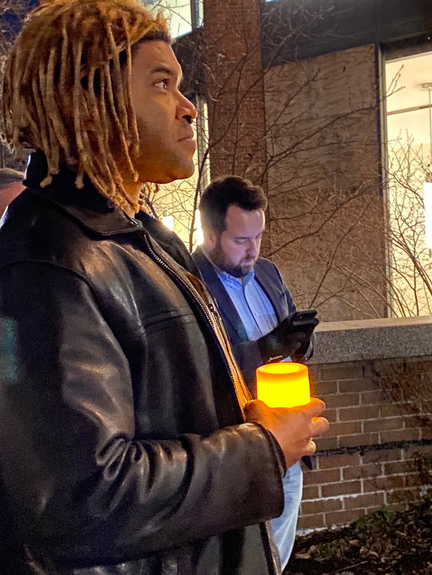 Kevin E. Leven, director of the Bucks County Anti-Racism Coalition , attended the “Vigil on Democracy “ at the former Bucks County Courthouse to mark the second anniversary of the Jan. 6 insurrection. The event was organized by Indivisible Bucks County.