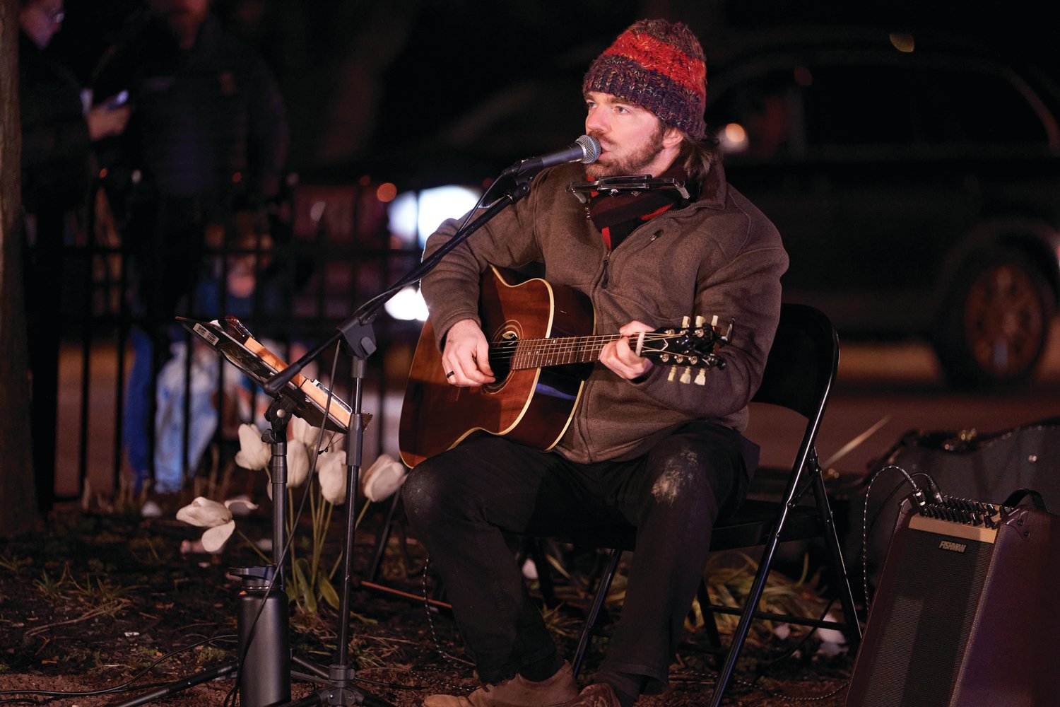 Greg McGarvey from Hopewell, NJ performed at Bristol’s Mill Street Fire & Ice Event Friday, Jan. 20, 2023 in Bristol Borough.