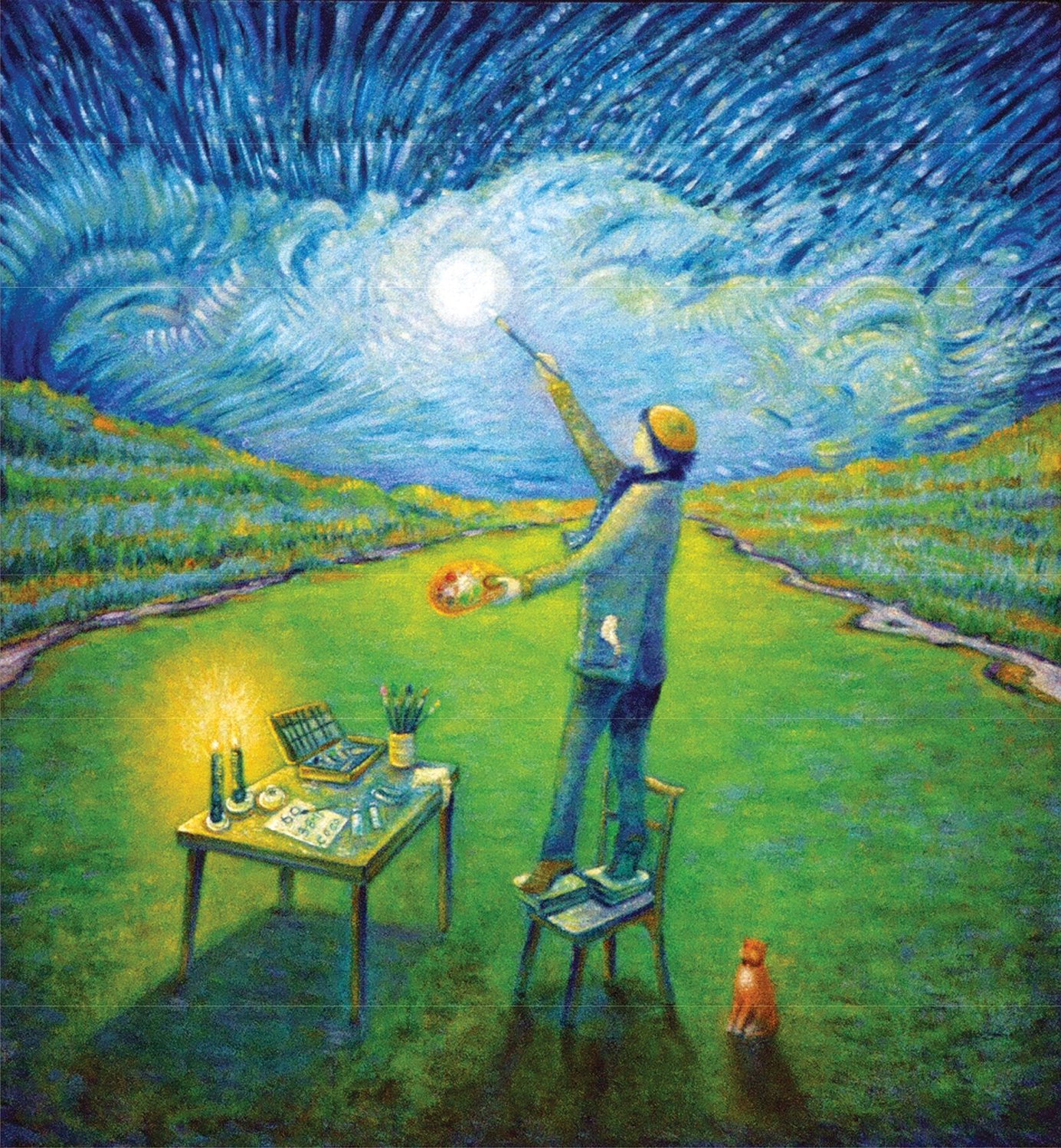 The cover image of “I Paint the Moon,” a coffee-table art book featuring paintings by Bucks County artist and musician Joe Coco.