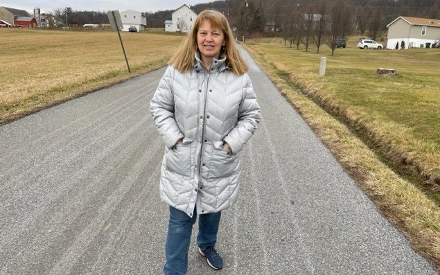 Lorie Seimes, St. Luke’s pulmonary hypertension patient, walks regularly near her home in Zionsville.