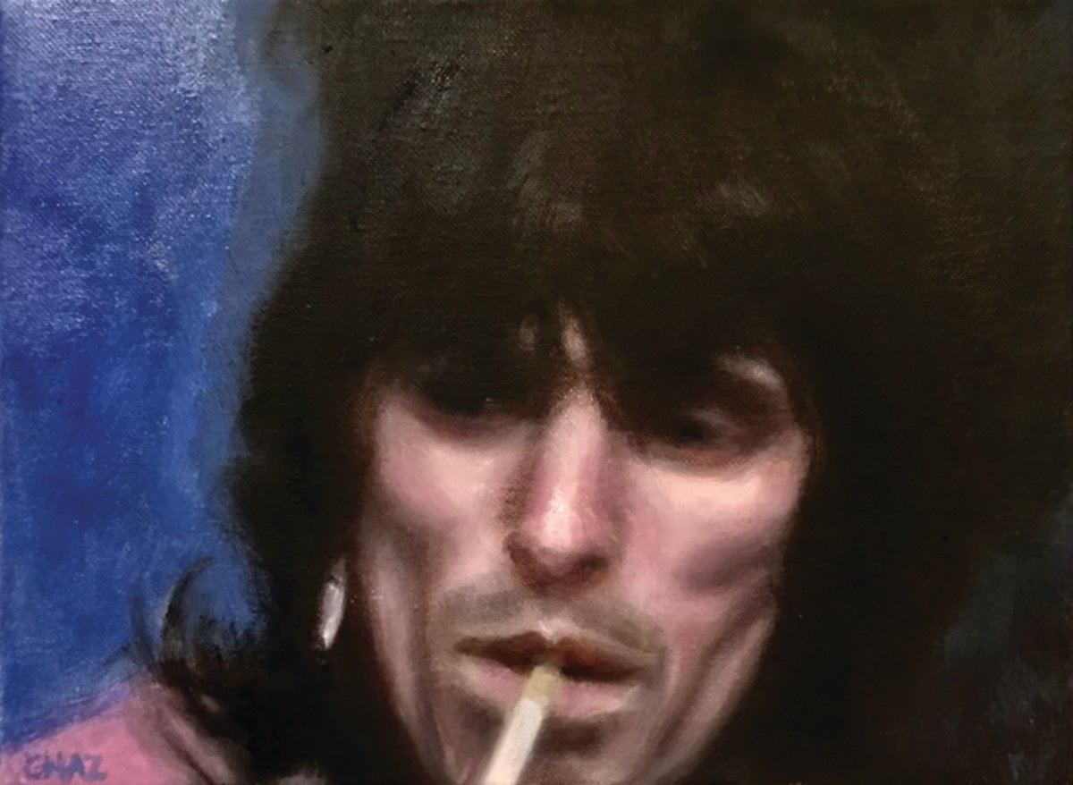 “Kief '69” is a recent oil on canvas by Charlie Sahner.