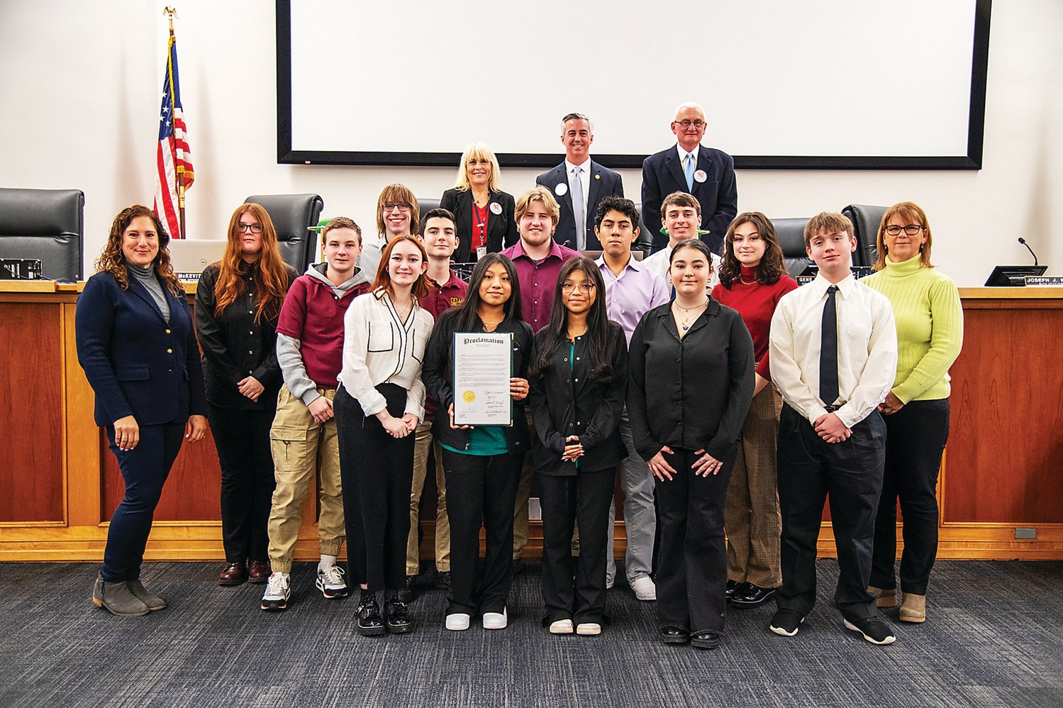 Members of the Middle Bucks Institute of Technology Philanthropy Today Club visited the Bucks County Commissioners’ office on  Feb. 1.