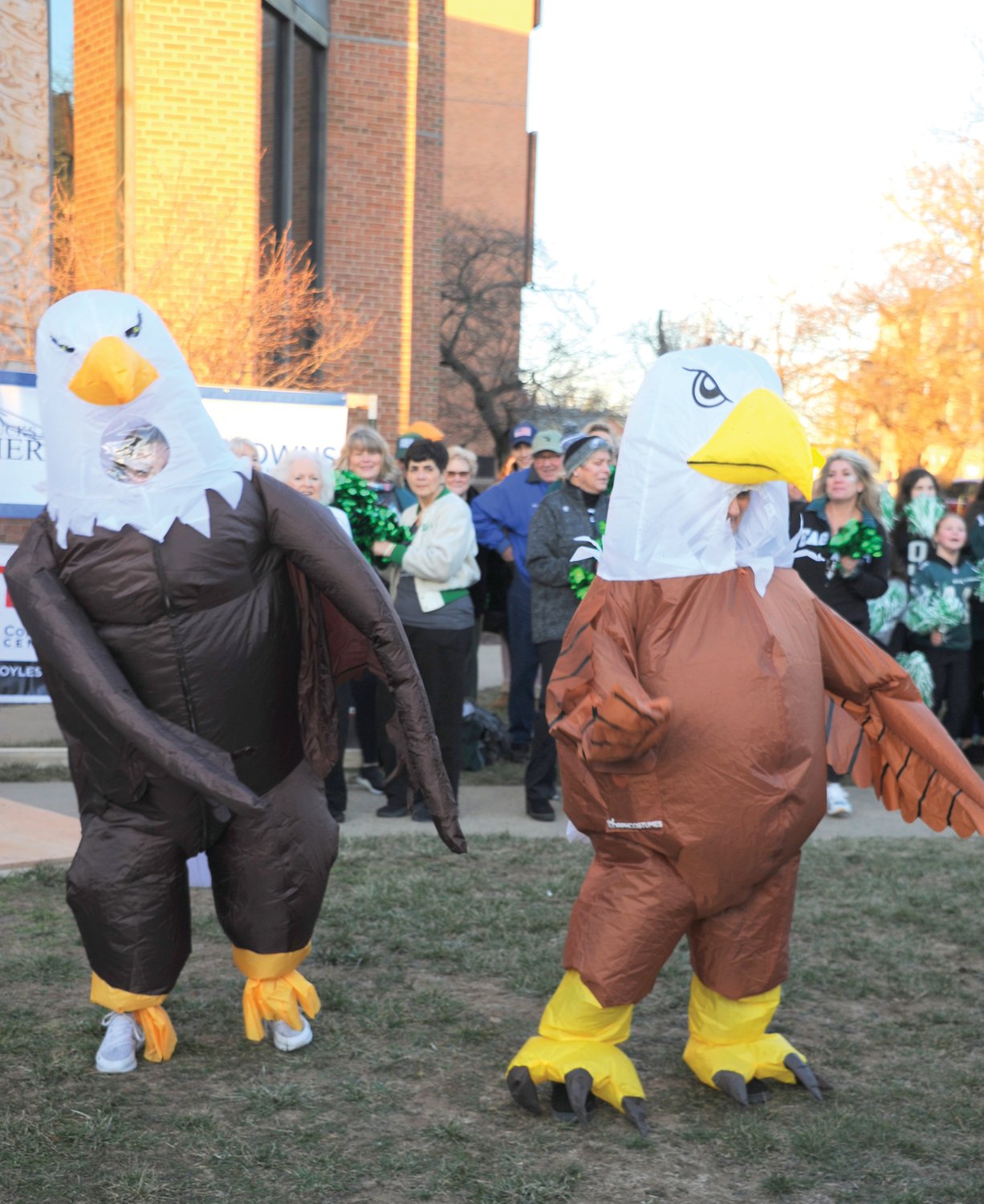 A couple of inflatable Birds joined the festivities Friday at the Herald’s “Bucks County Loves the Birds” pep rally on the lawn of the old county courthouse in Doylestown.