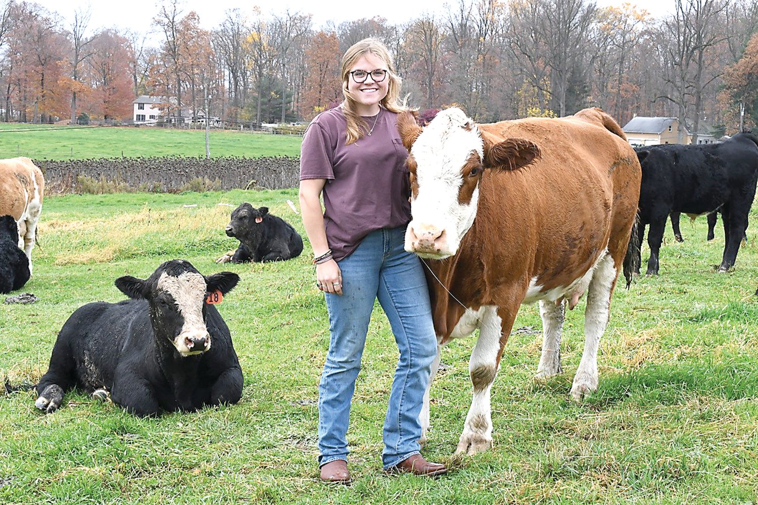 Madison Mood, 22, of Milford, is Bucks County Farm Bureau’s 2022 award-winning young farmer. She raises beef cattle, grains and produce on the family’s Windy Springs Farm.