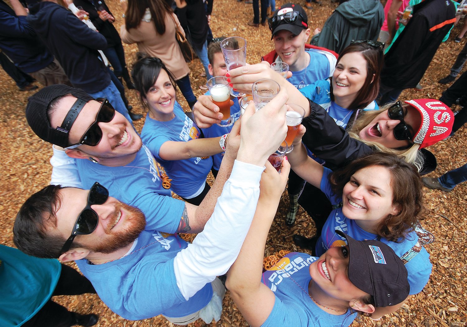 Beer lovers make a toast at a Washington Crossing Brewfest.