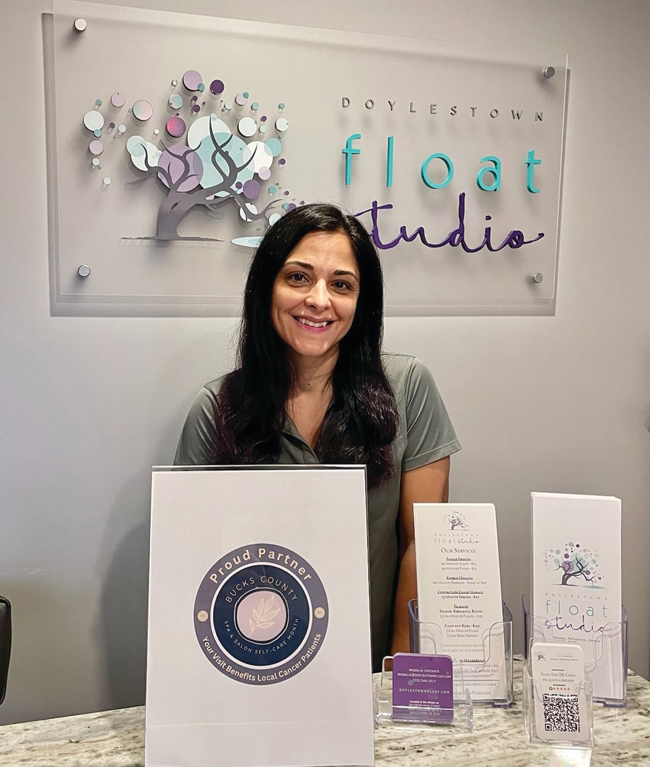 Migdalia Costante of Doylestown Float Studio is taking part in Bucks County Spa and Salon Self-Care Month to benefit Kin.