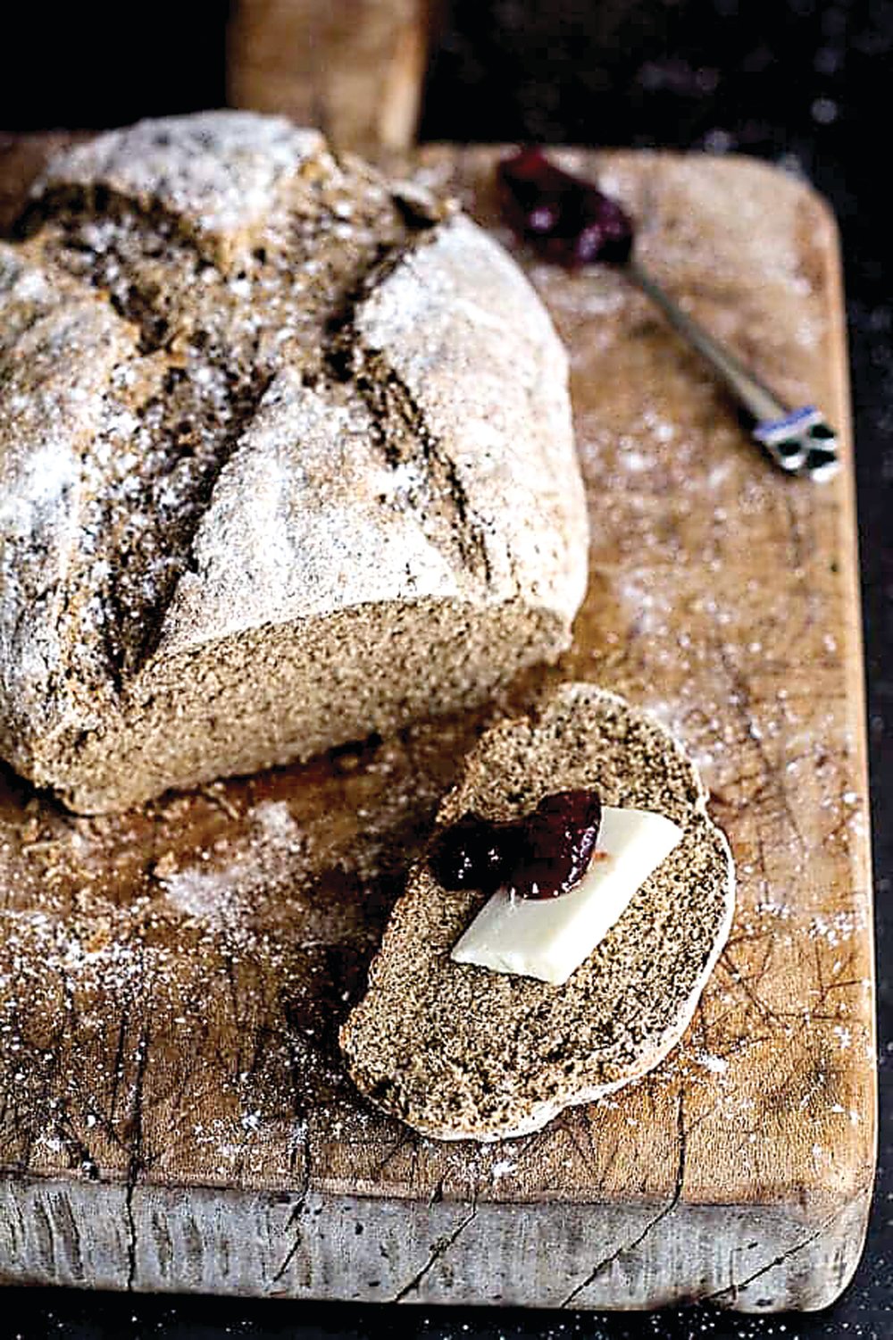 Beer is the leavening agent in this hearty rye and wheat flour version of Irish soda bread.