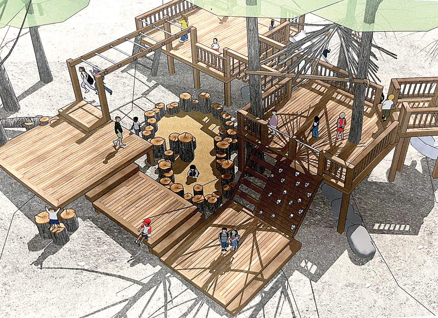 A rendering of the new Lower School playground at Buckingham Friends School.