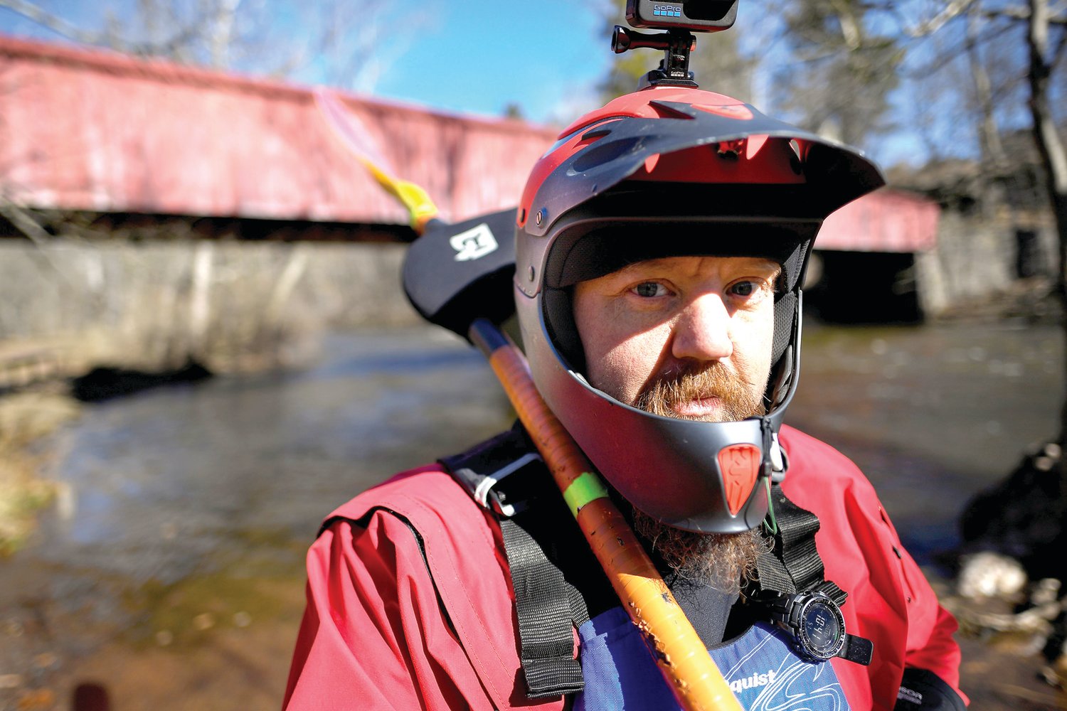 Second-year kayaker, Jeremy Konoza, of Bethel, before his run on March 19.