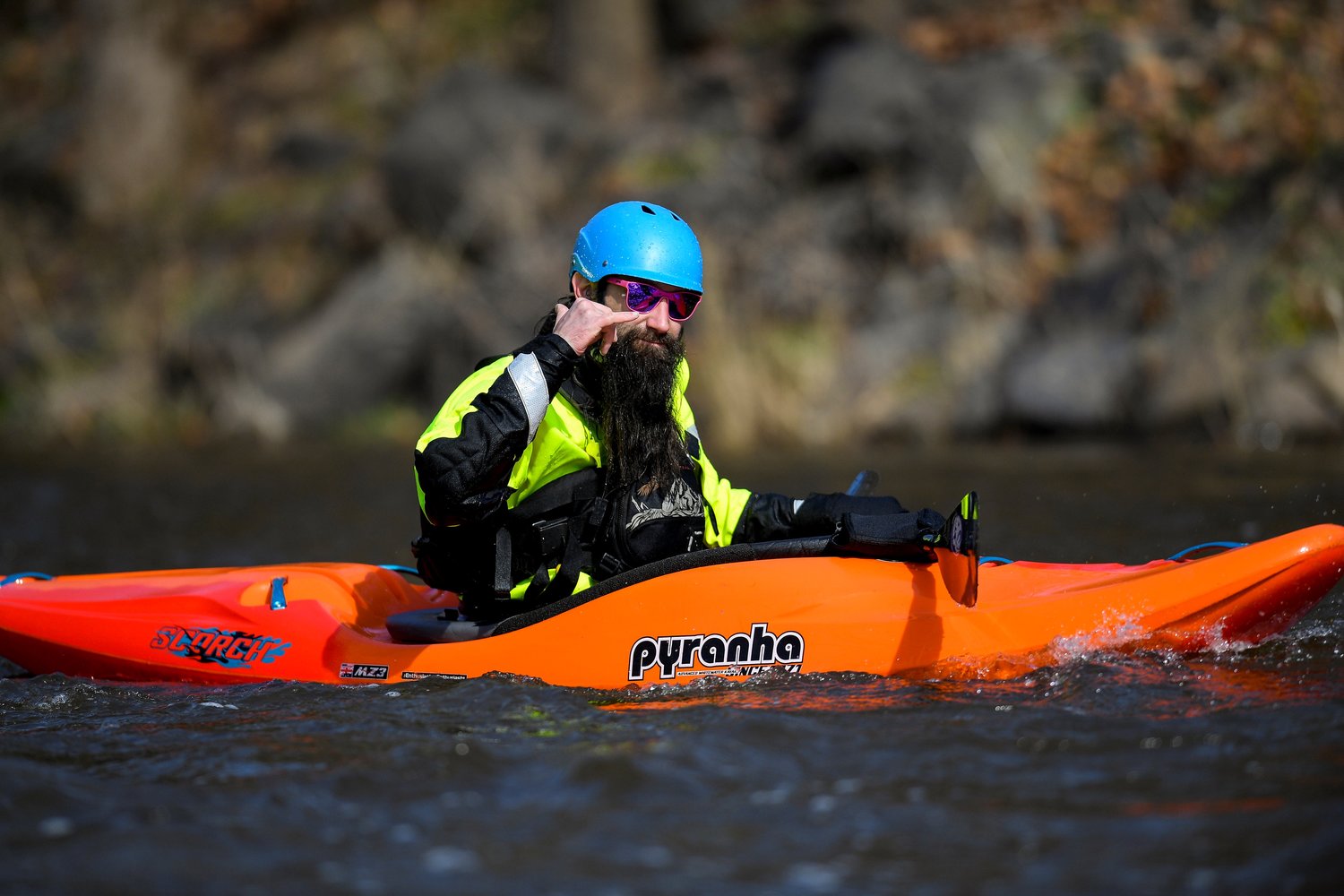 A kayaker hangs out on the Tohickon Creek.