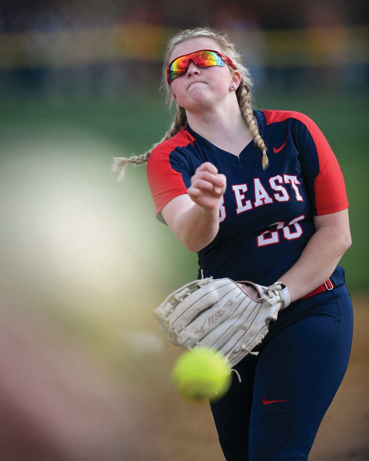 CB East pitcher Kayla Mitchell delivers a pitch during the second inning.