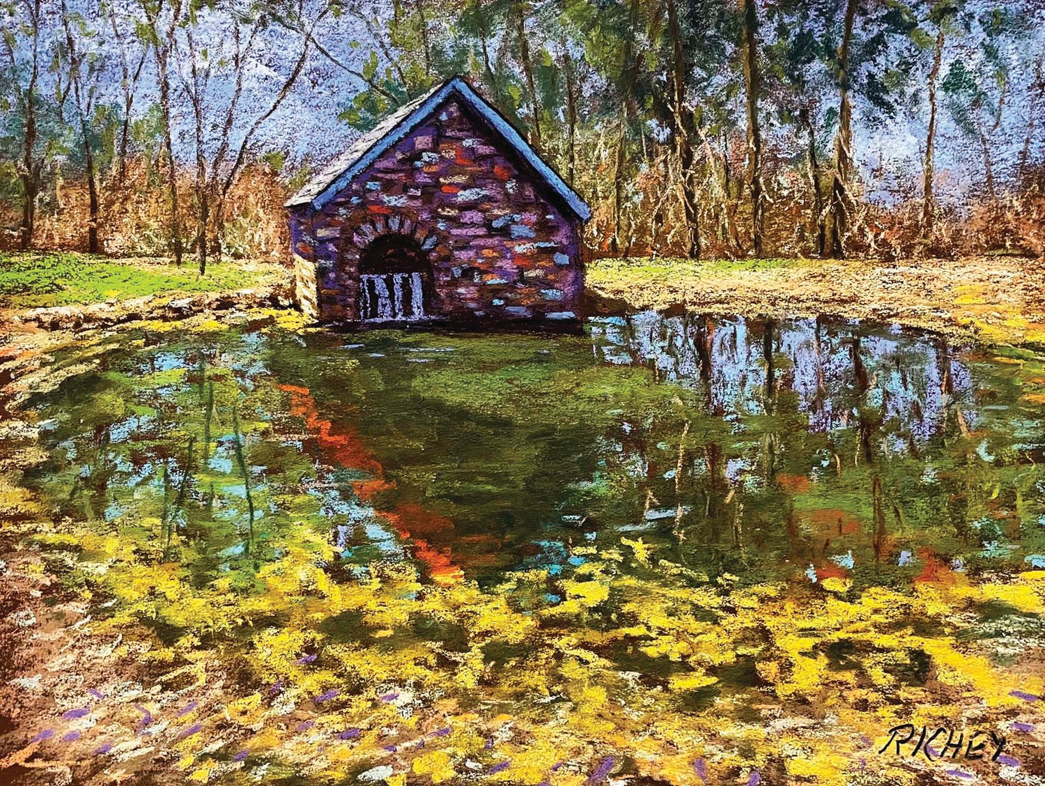 “Springhouse at Bowman’s Hill” is by Bob Richey.