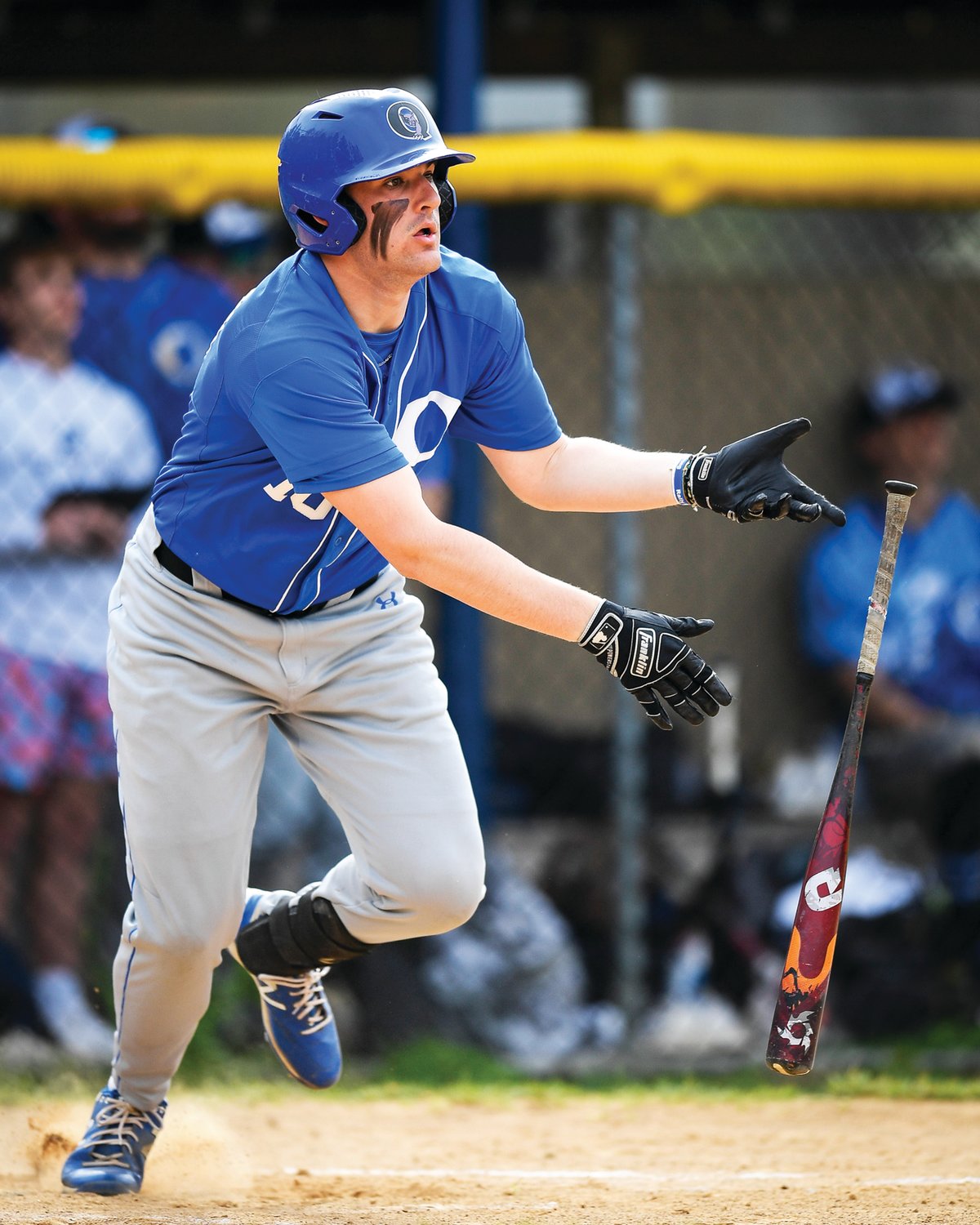 Quakertown’s Mike Richino watches his line drive fall for a double in the second inning.