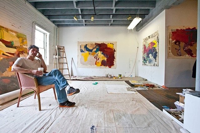 Malcolm Bray relaxes in his studio at 202 N. Union St. in Lambertville.