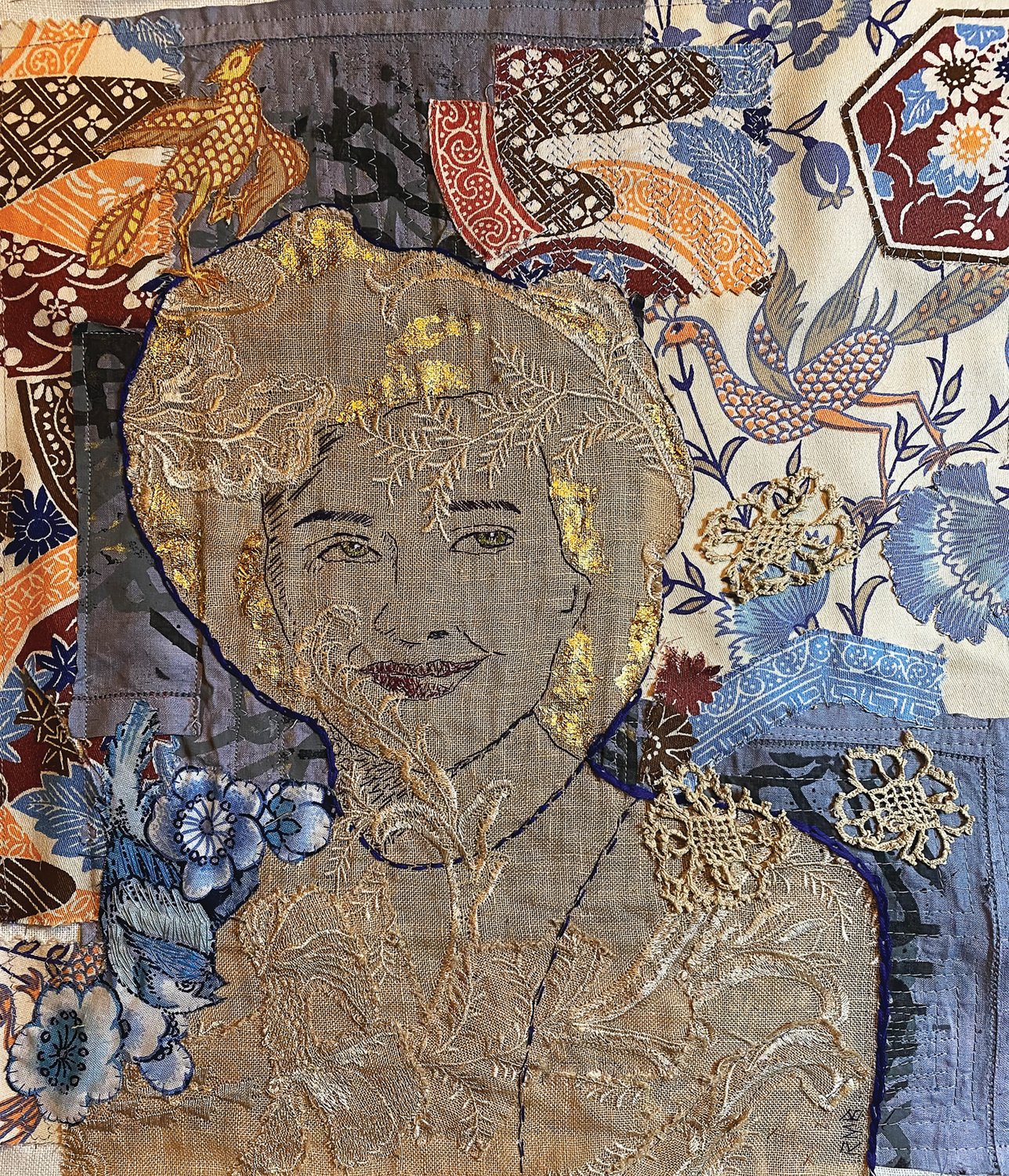 Reena Brooks’ fabric creation, “Her Strength Comes from Her Past,” received the First Place Award in AOY’s 11th annual Juried Show.