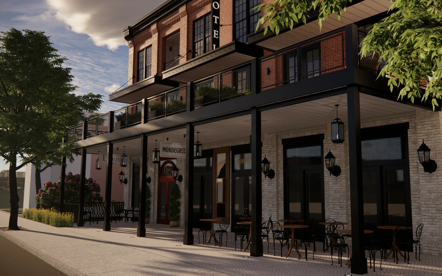A rendering of the proposed “boutique” hotel and restaurant  at the site of the former Doylestown Borough Hall on West Court Street.