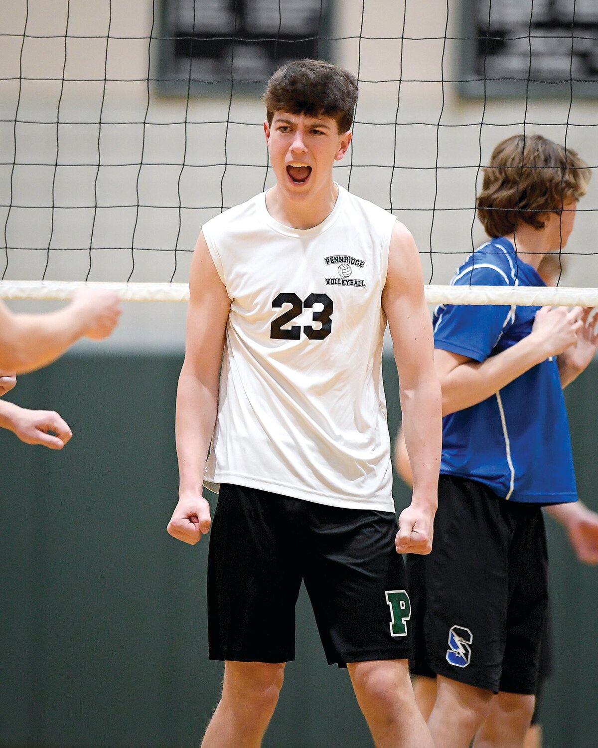 Pennridge’s Chris Cullen reacts after a key point in the closely contested third set.