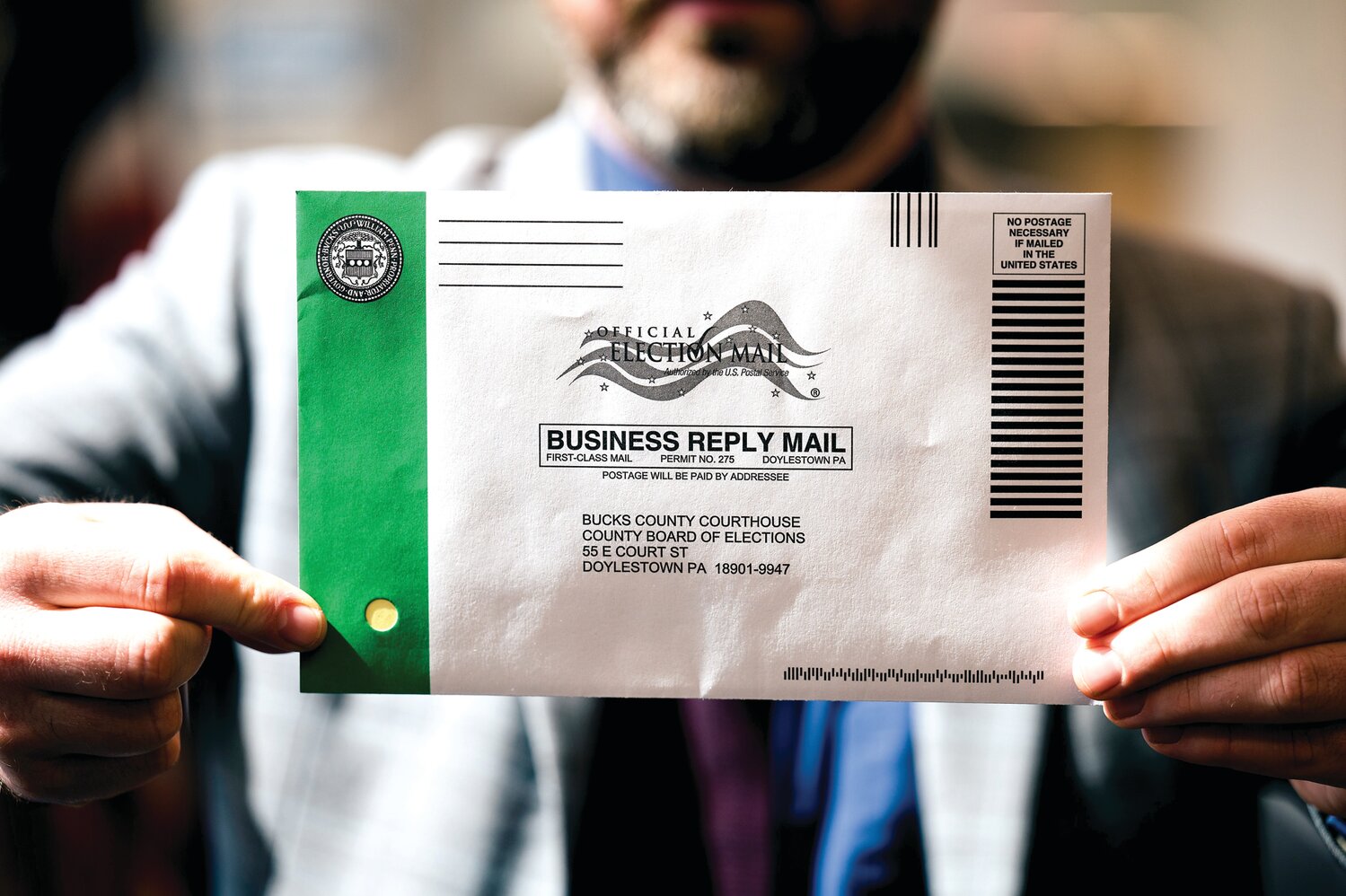 Bucks County has made some changes to this year's mail-in and absentee ballots in order to reduce the number of rejected ballots. A small hole will show the now-yellow secrecy ballot.