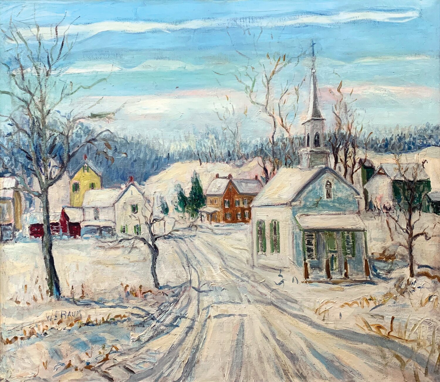 “Barndt Hill,” Earlington, Pa., is an oil on canvas by Walter Emerson Baum.