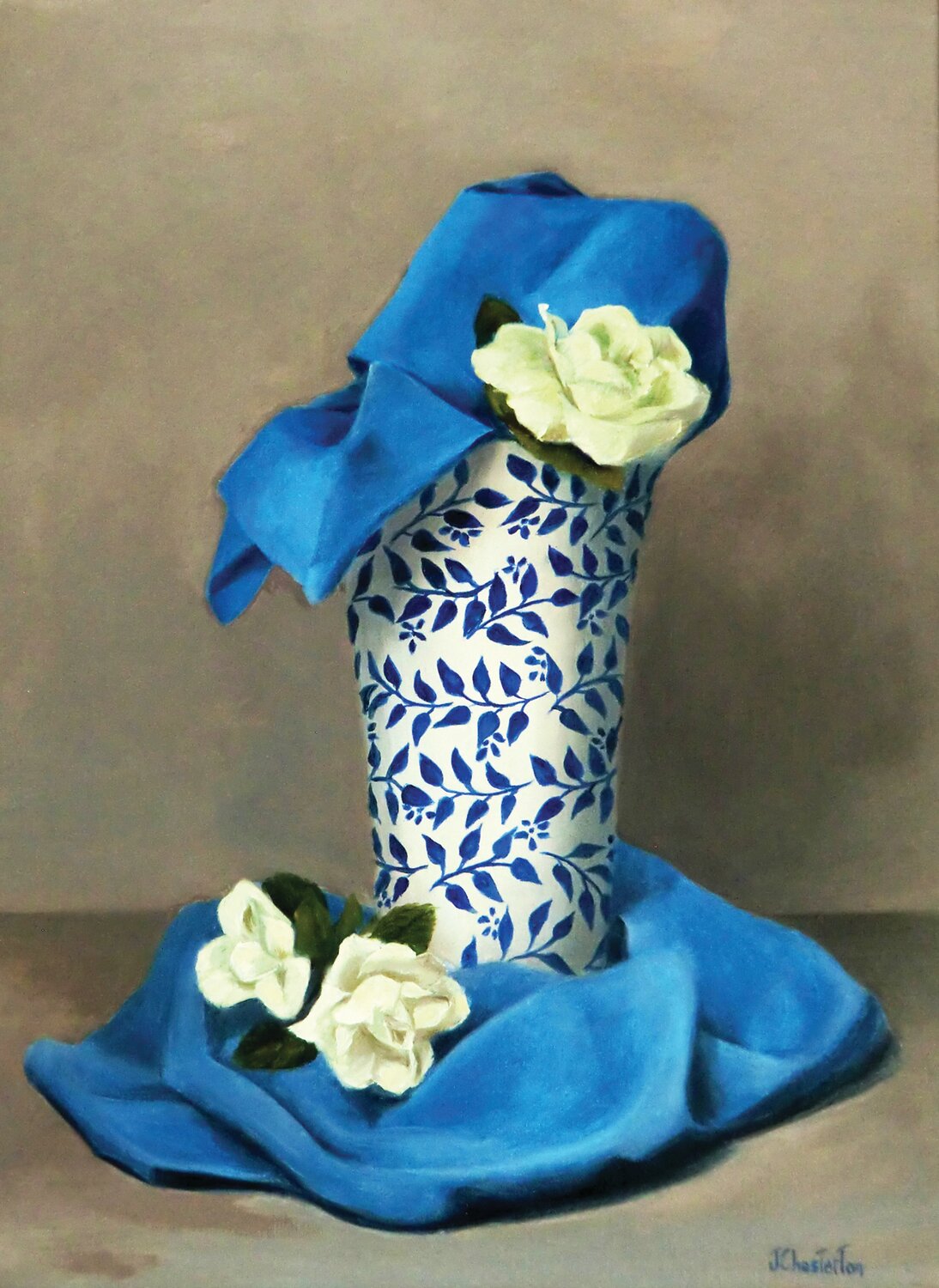 “Cobalt and White Roses” is by Jeanne Chesterton.