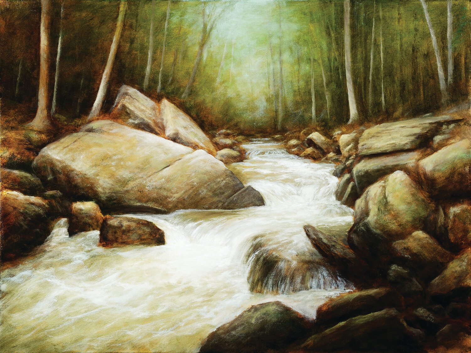 Joe Kazimierczyk’s “Black River Cascade” is an oil on canvas.
