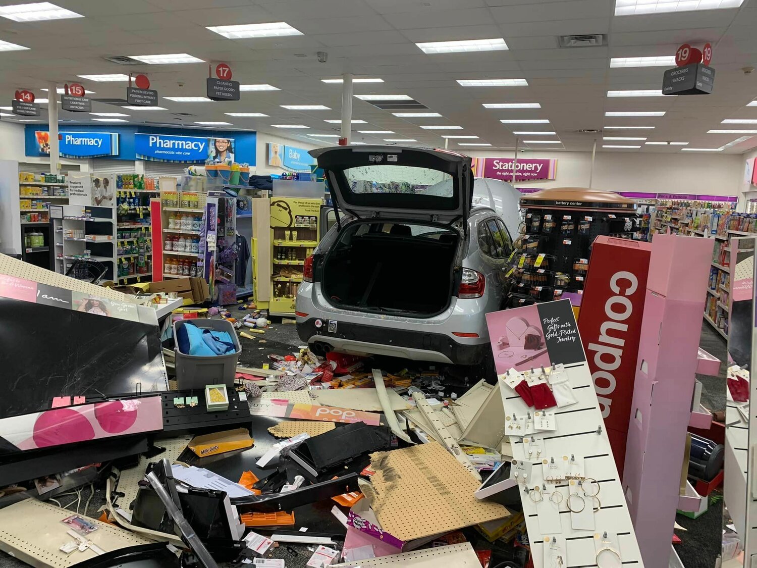 A vehicle crashed into the CVS on Cherry Street in Lambertville, N.J., Saturday.