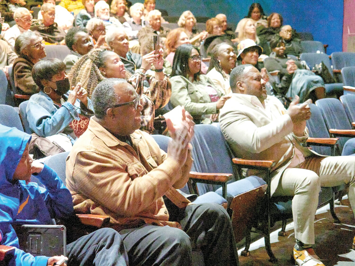 A preview audience takes in an April 30 performance of “Chicken & Biscuits” at Bristol Riverside Theatre in Bristol Borough. The BRT is making a push to bring the work of playwrights of all ethnicities to an increasingly diverse audience of theatergoers.