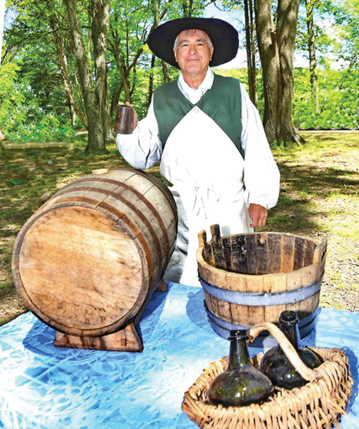 Wayne Miller demonstrates Colonial beer brewing.