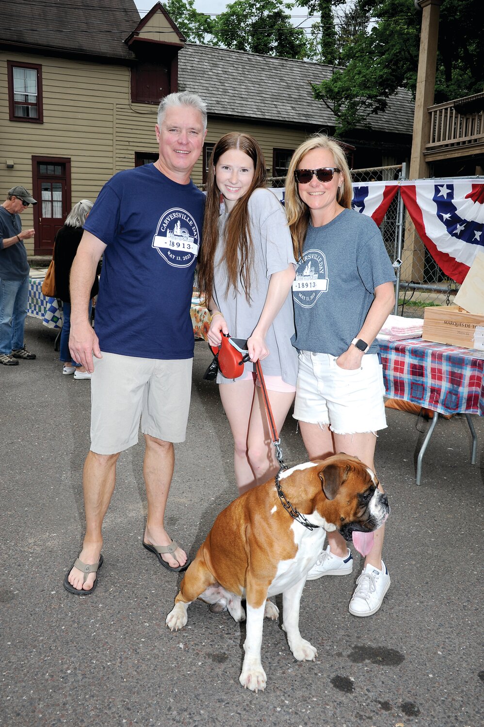 Ron, Emma and Laura Viehweger, chair of Carversville Day 2023.
