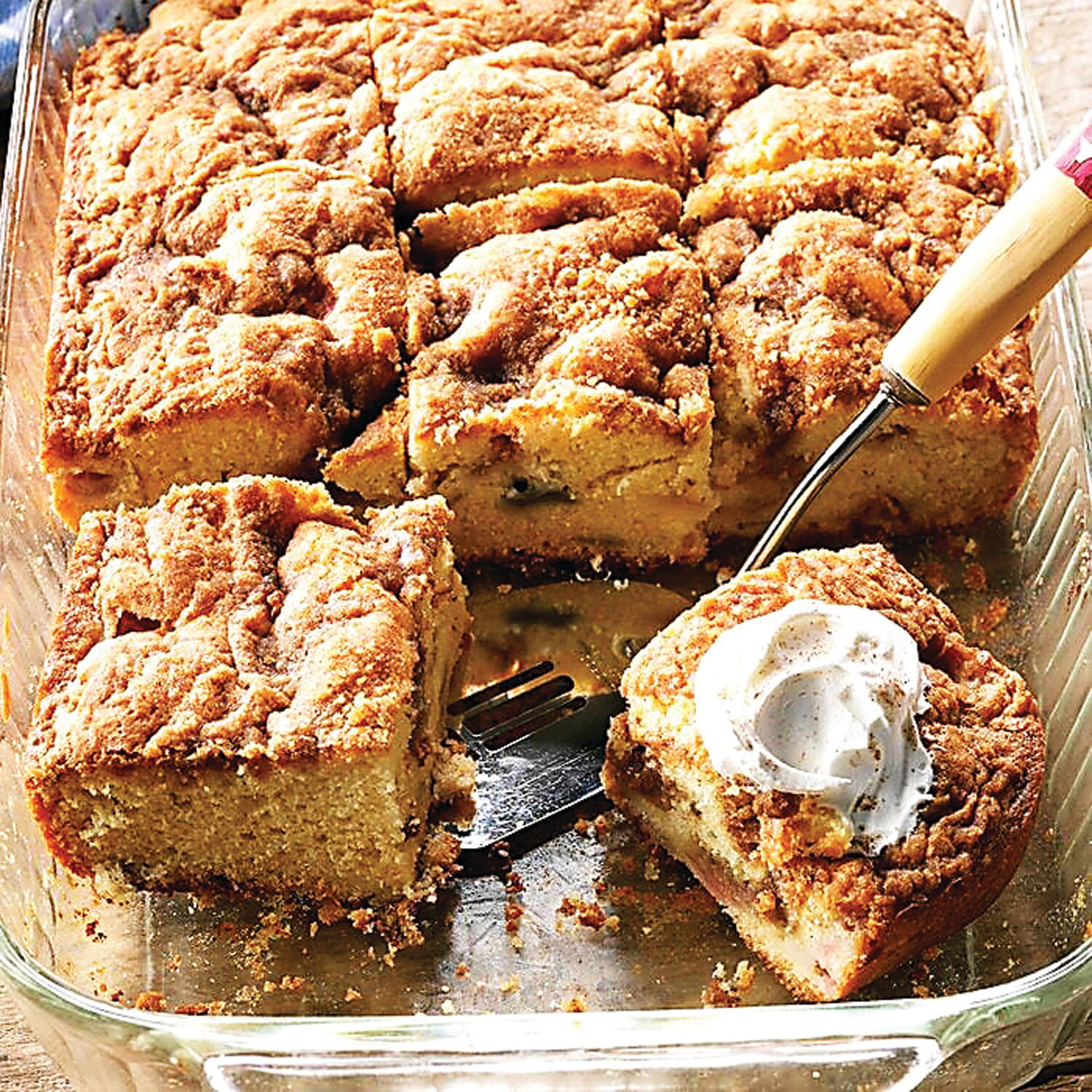 This simple coffee cake features rhubarb, now in season locally, as a main ingredient.  Rick’s Egg Farm in Kintnersville is known for its outstanding rhubarb crop.