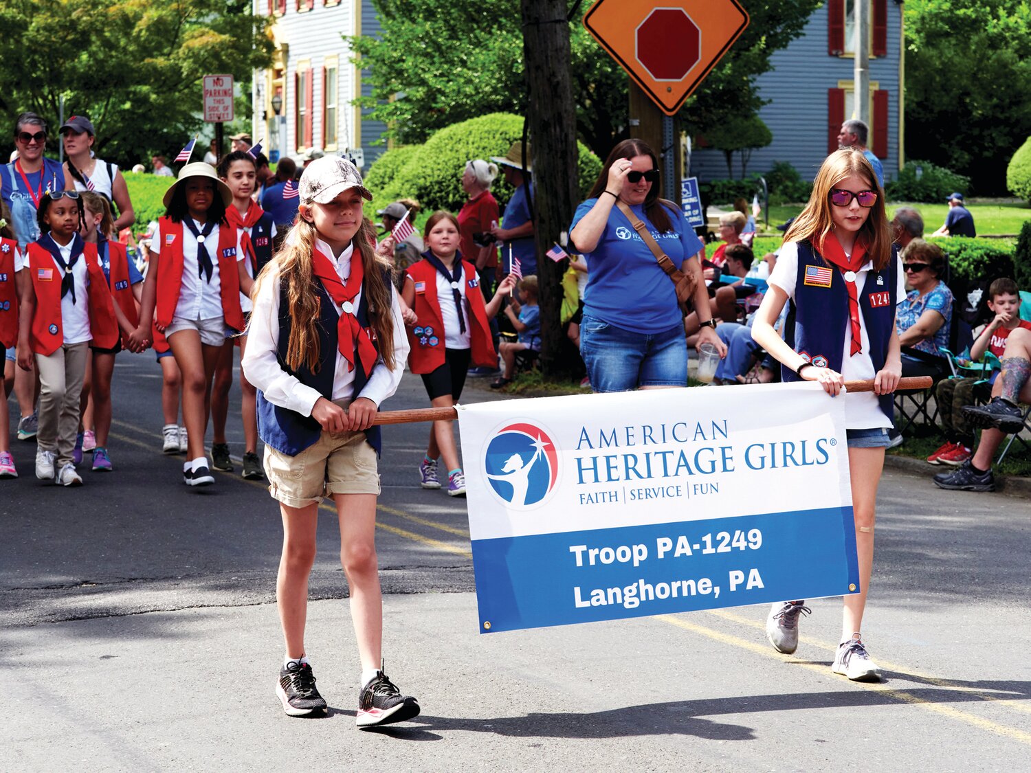 Members of American Heritage Girls Troop PA-1249 march in the parade.