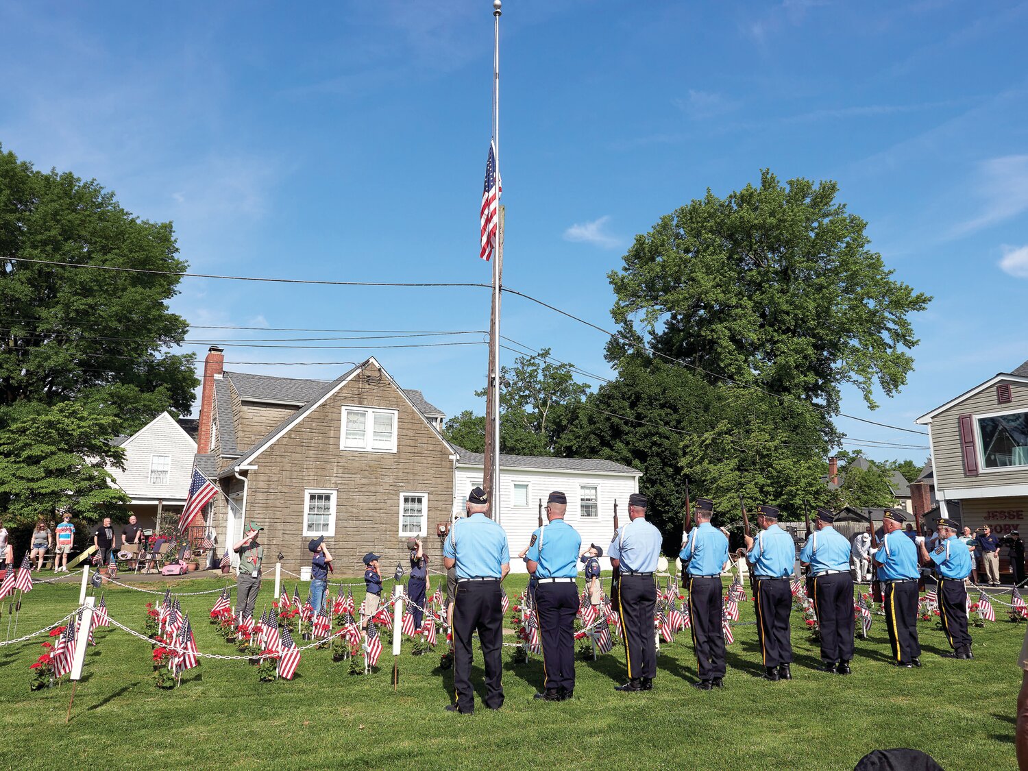 The American flag is raised at Jesse W. Soby Post 148 in Langhorne.