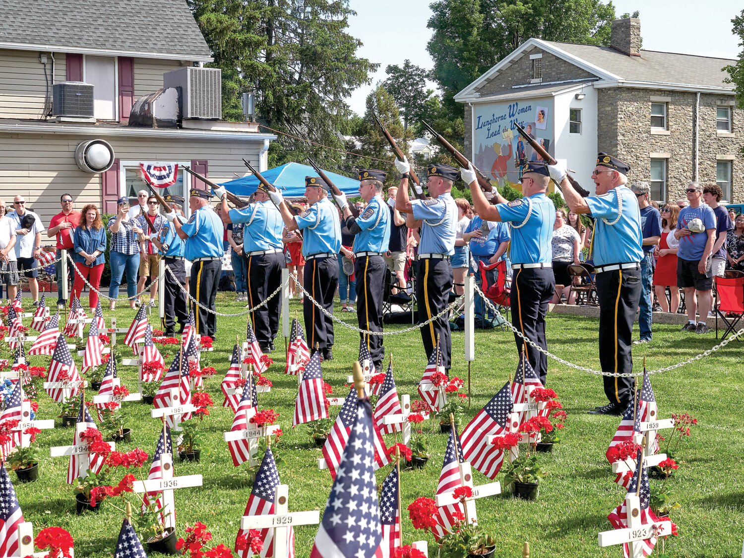 The Post rifle squad gives a 21-gun salute to the fallen at the Jesse W. Soby Post 148 in Langhorne.