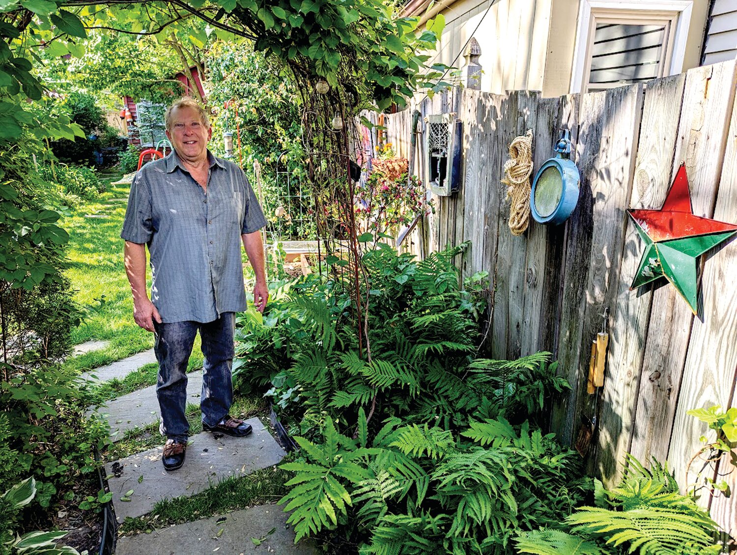 Rene Marinich and Stephen Harris have opened their garden on Perry Street for the tour.