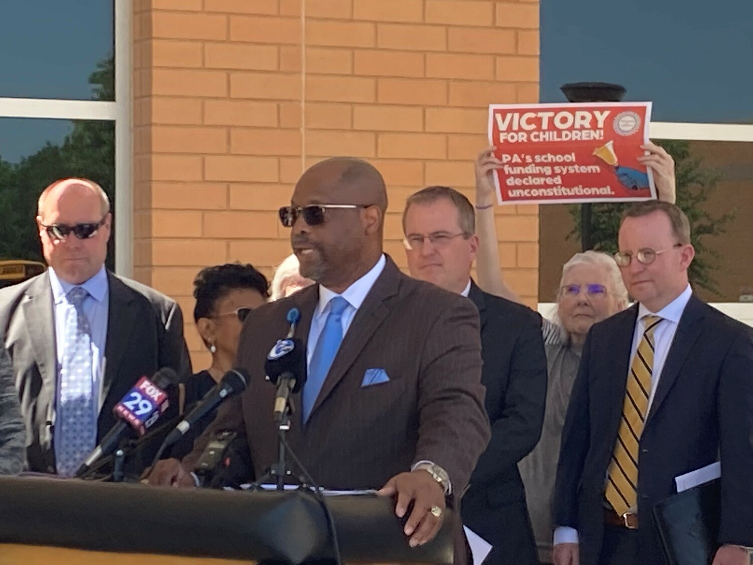Centennial School District Superintendent Dana Bedden speaks during a June 1 press conference calling for increased state funding for K-12 education.