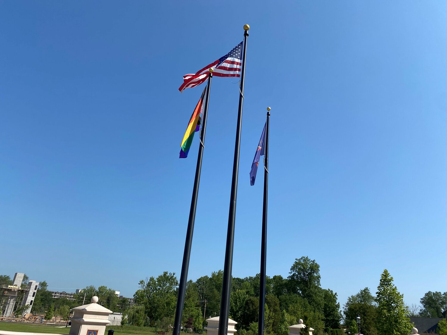 Following the flag-raising event at the county administration building, a second Pride flag was raised at Broad Commons Park, also in Doylestown Borough.