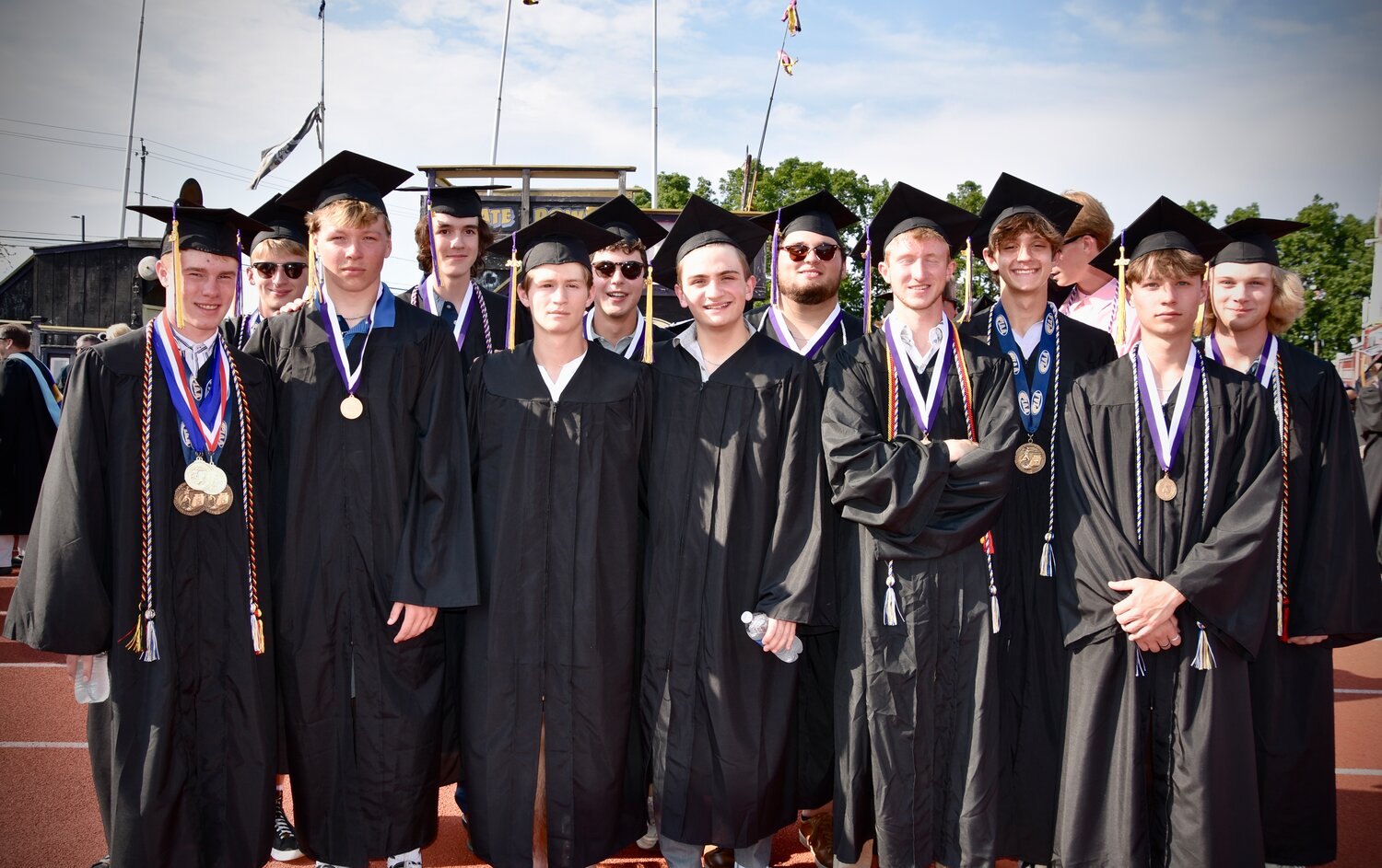 Members of Palisades High School’s Class of 2023 relax on the track at Walter T. Rohrer Stadium on June 2 prior to the start of commencement ceremonies.
