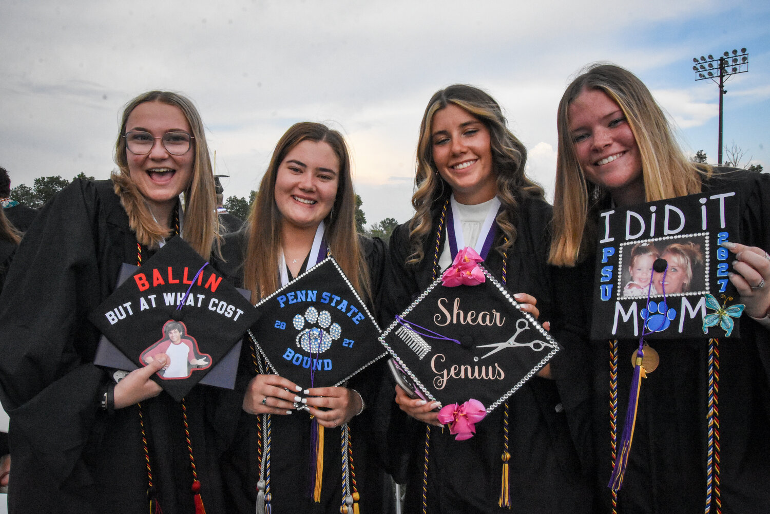 Palisades seniors show off their caps, which provide clues as to what’s next as they leave high school behind.