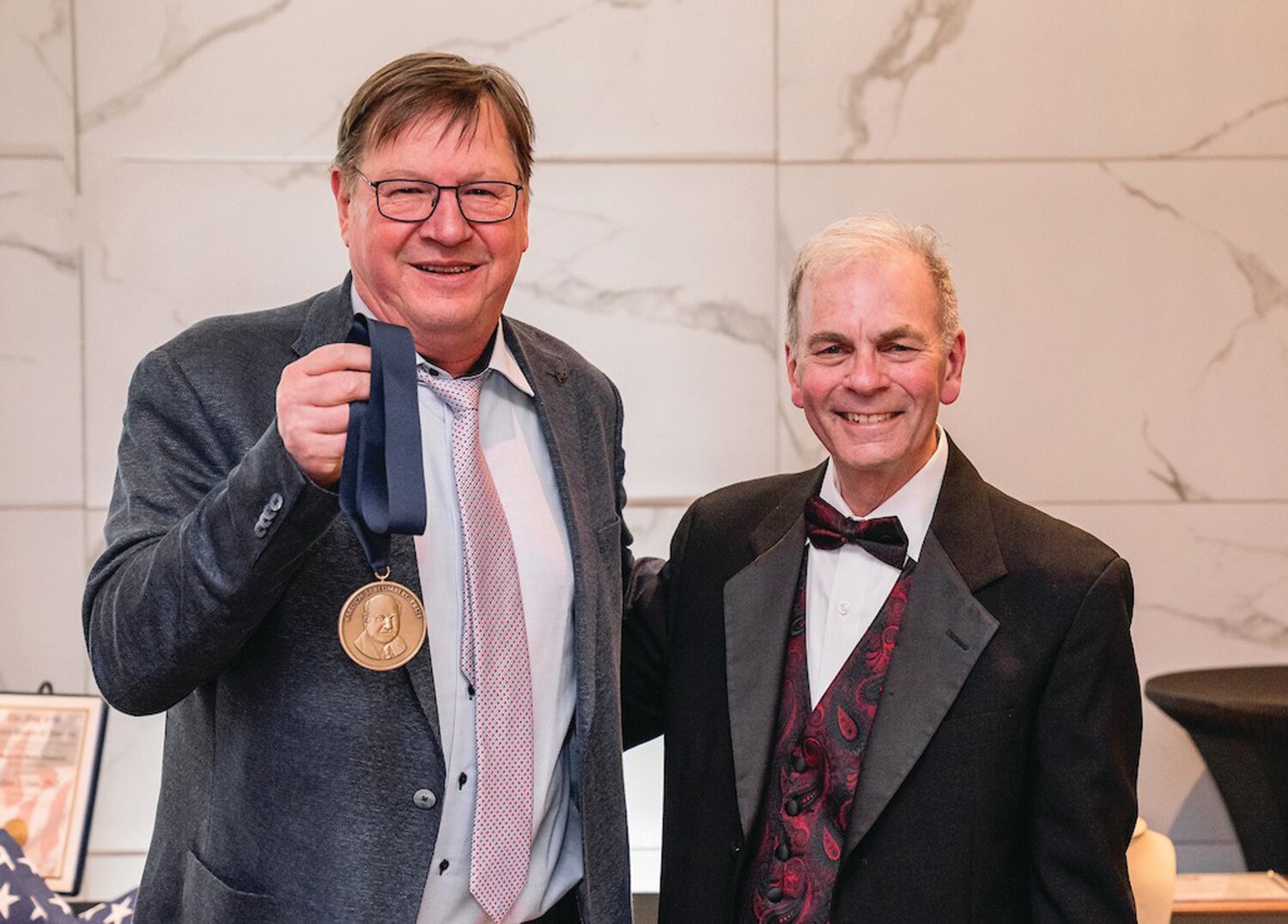 Baruch S. Blumberg Prize awardee Stephan Urban and Tim Block, co-founder and chair of the Hepatitis B Foundation Board of Directors.