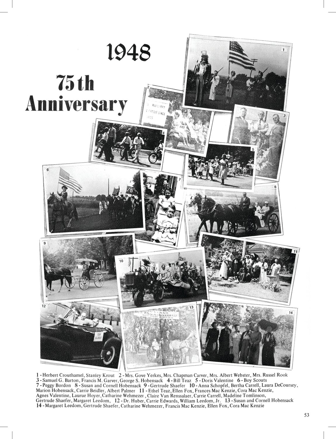 A photo page from the program for Ivyland’s 75th anniversary event.