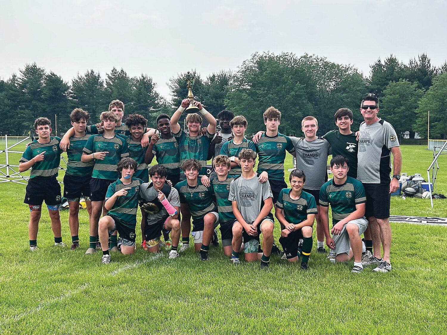 Team Joey, one of two Doylestown Rugby Academy junior boys teams in the Dragon’s Breath 7s tournament, defeated Berks County 45-0 to claim the title June 17.