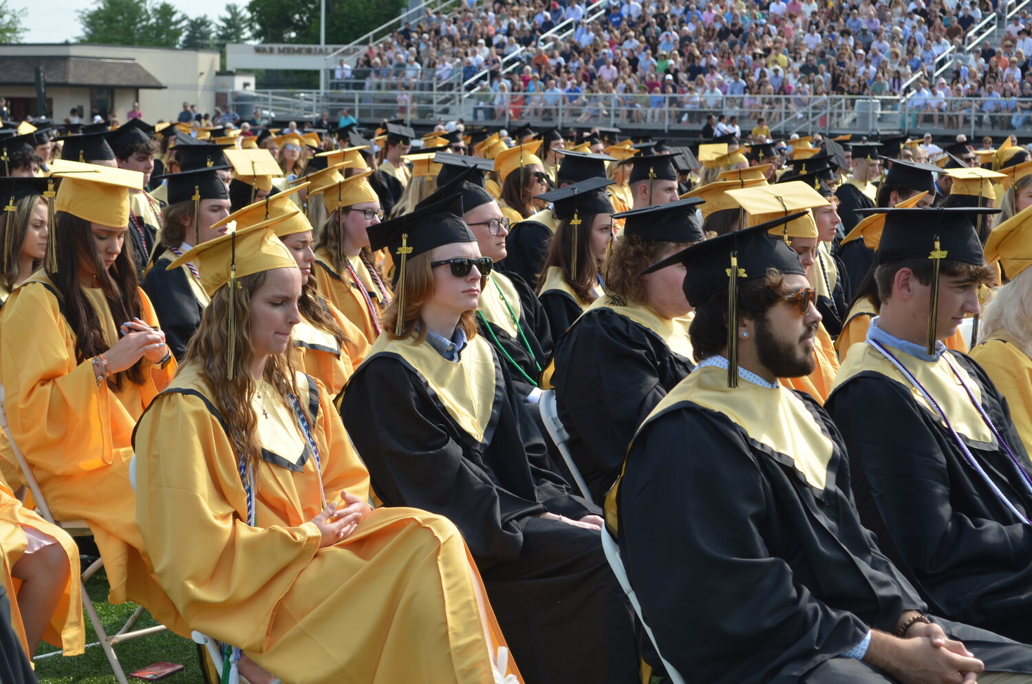 Members of the Central Bucks West Class of 2023 listen during their graduation ceremony on June 14.