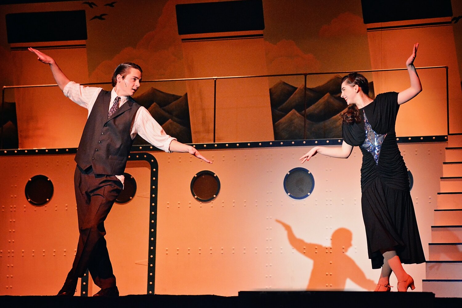 Jackson Manning, left, and Anna Shea Safran appeared together in "Anything Goes" at Central Bucks High School West. Now they are competing for the Jimmys, the annual National High School Musical Theatre Awards presented by the Broadway League Foundation.