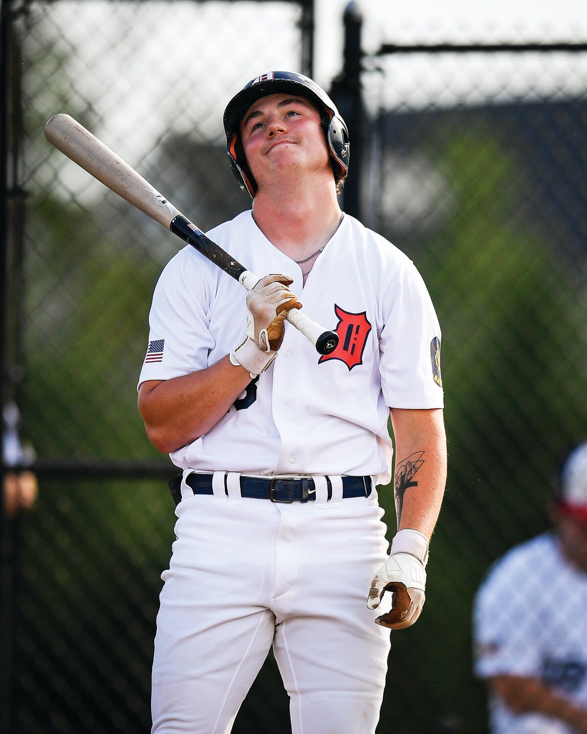 Doylestown’s Jackson Mott can only smile after a close pitch was called a strike in the first inning.
