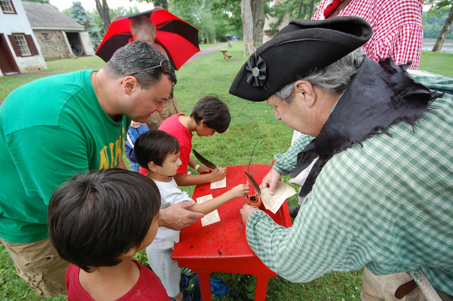 Children “sign up for the Army” at Washington Crossing Historic Park.