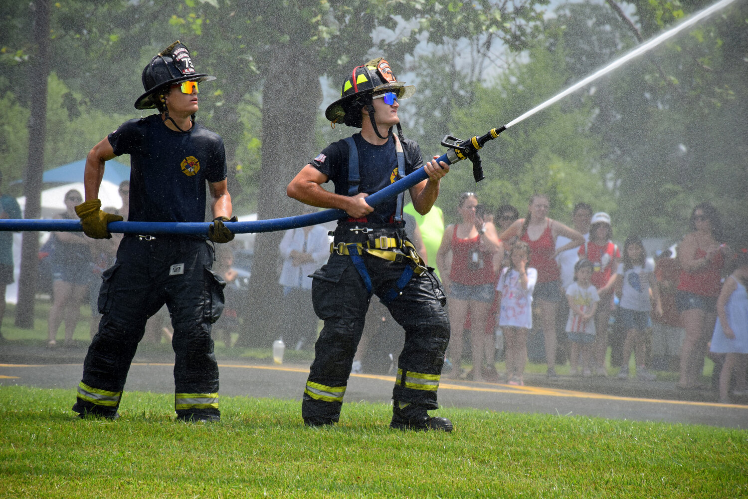 Milford Junior Firefighters took part in the water battles Tuesday at Memorial Park in Quakertown as part of the borough’s community day.