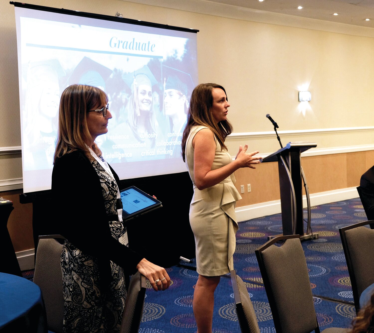 New Hope-Solebury School District Assistant Superintendent Dr. Rose Minniti and Director of Education Amanda Benolken discuss the STEAM facility renovation and curriculum development during the American Association of School Administrators’ (AASA) Learning 2025 Summit.
