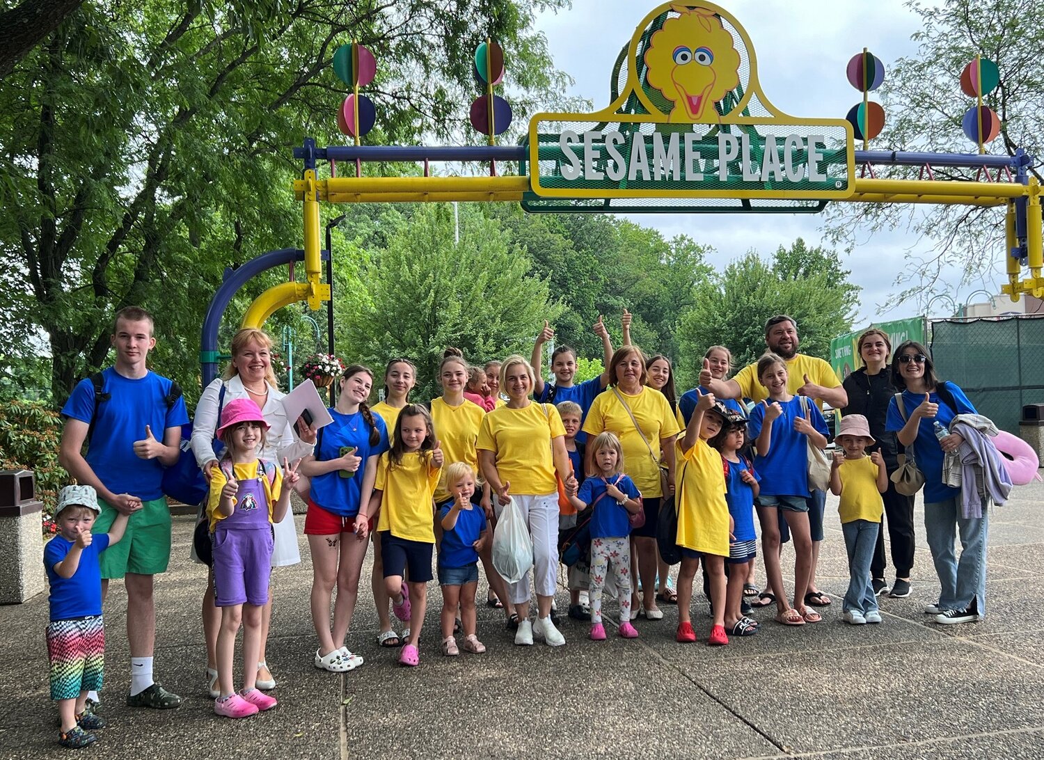 A couple dozen refugees from Ukraine visited Sesame Place on June 21, which has been designated World Refugee Day.