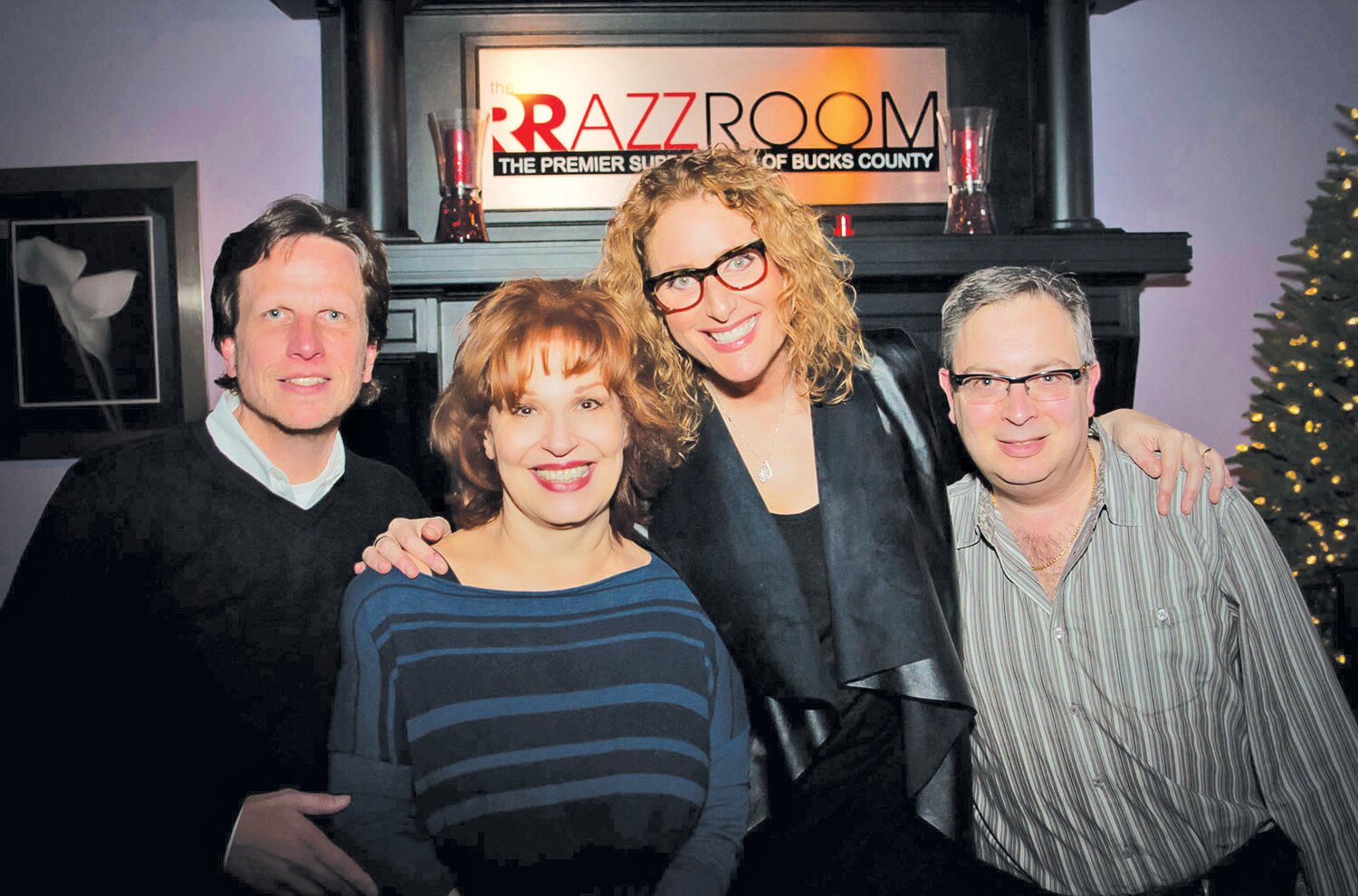 From left, Rrazz Room co-owner Robert Kotonly, comediennes Joy Behar and Judy Gold, and Rrazz Room co-owner Rory Paull pose for a photo during an event at the entertainment venue. This year marks the return of The Rrazz Room productions to  6246 Lower York Road in New Hope.